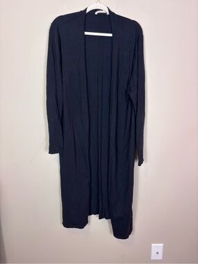 Soft Surroundings Long Black Open-Front Cotton Cardigan Duster Sweater 3X